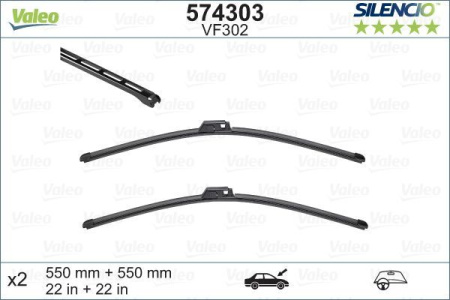 Комплект бескаркасных стеклоочистителей Valeo Silencio Flat VF302